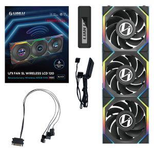 Вентилатори 3бр Lian Li UNI FAN SL Wireless LCD Reverse Blade ARGB PWM - 120 mm Черни