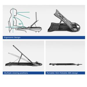 Foldable lightweight laptop stand ACT AC8150, 7 positions, Black