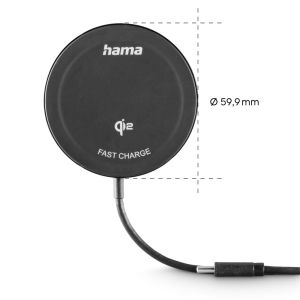 HAMA Безжично зарядно устройство Qi2, 15 W, черно, за Apple