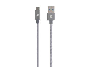 Кабел Skross, USB-A - USB-C, Метална оплетка, 1.20 м, Сив