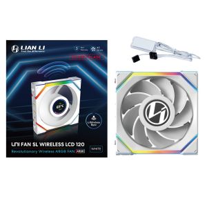 Lian Li UNI FAN SL Wireless LCD ARGB PWM Reverse Blade Fan - 120 mm White