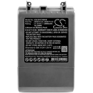 Camera Battery for Vacuum cleaner  Dyson SV11, V7,  968670-02  LiIon 21,6V 2000mAh CAMERON SINO