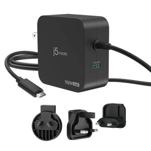 j5create JUP25102V Charger 220V- GaN 102W USB-C 2ports- for laptops, tablets, phones