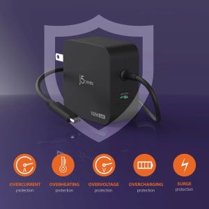j5create JUP25102V Зарядно 220V-  GaN 102W  USB-C 2порта- за лаптопи, таблети, телефони