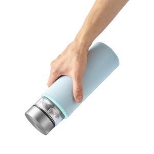 Стъклена бутилка Xavax To Go, 450 мл, Предпазен калъф, Цедка