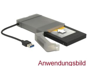 Конвертор Delock, USB 3.0 Type-A мъжко - SATA 6 Gb/s 22 pin, 2.5&Prime; защитен калъф