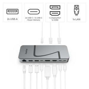 Hama "Connect2Office Speed" USB4 Docking Station, USB-C, PD, 40 Gbit/s, 10 Ports