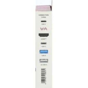 USB-C, 5-портов хъб, 3х USB-A,1x USB-C, HDMI,4К, Черен