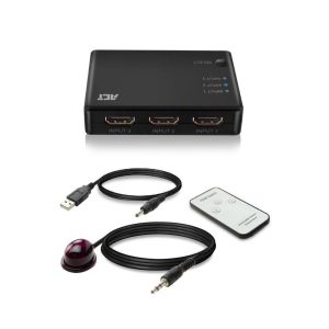 3 портов HDMI суич ACT , 4K@60Hz, USB, Дистанционно, Черен