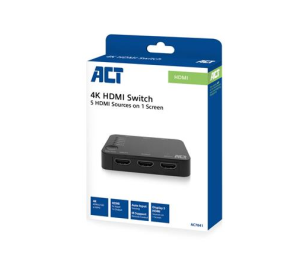 HDMI суич ACT AC7841, 5/1, 3D, 4K@60Hz, Черен