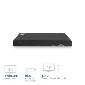 ACT HDMI Сплитер AC7832 4К HDMI сплитер, 1 вход.4 HDMI изхода