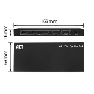 ACT HDMI Сплитер AC7832 4К HDMI сплитер, 1 вход.4 HDMI изхода
