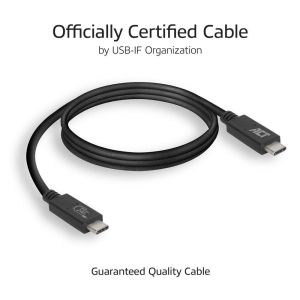Кабел ACT USB-C - USB-C, 0.8 м / USB4, 40Gbps, 240W, сертифициран USB-IF