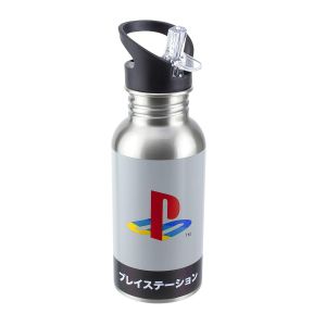 Бутилка за вода Paladone : PlayStation - Heritage Metal Water Bottle with Straw - 480ml
