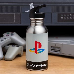 Бутилка за вода Paladone : PlayStation - Heritage Metal Water Bottle with Straw - 480ml