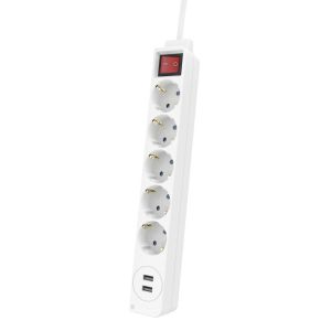 Hama Power Strip, 5-Way, USB-A 17 W, Switch, 223183