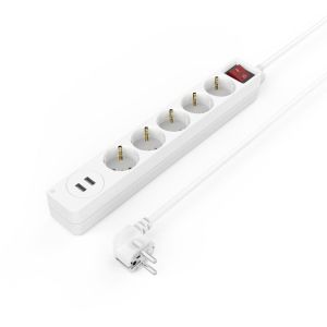 Hama Power Strip, 5-Way, USB-A 17 W, Switch, 223183