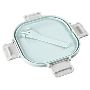 Кутия за храна Xavax To Go, 3 отделения, прибори,дресинг, пастелно синьо