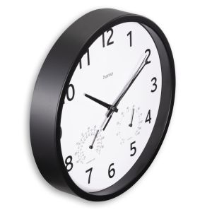 Стенен часовник "Malta", диаметър 25 см, тих, Термометър / Хигрометър