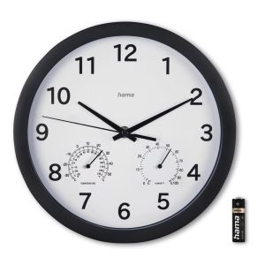 Стенен часовник "Malta", диаметър 25 см, тих, Термометър / Хигрометър