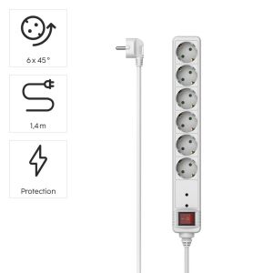 Hama Power Strip, 6-Way, Overvoltage Protection, Switch, 1.4 m, white, 223152