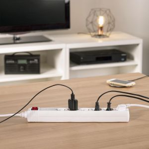 Hama Power Strip, 6-Way, Overvoltage Protection, Switch, 1.4 m, white, 223152