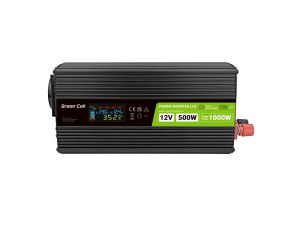 Inverter 12/220 V  DC/AC 500W/1000W INVGC12P500LCD  LCD  Pure sine wave GREEN CELL