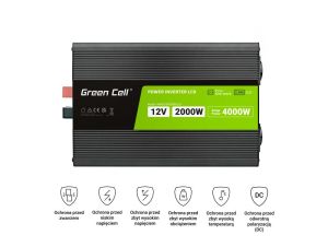 Inverter 12/220 V  DC/AC 2000W/4000W INVGCP2000LCD  LCD  Pure sine wave GREEN CELL
