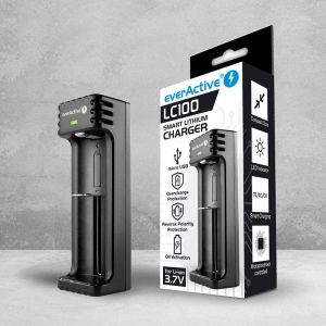 Charger  for LiIon батерии 3,7v CR18650,CR123,14500 1 plate USB micro LC-100 EverActive