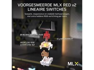 Геймърскa безжична/блутут механична клавиатура Corsair K70 CORE TKL RGB, Corsair MLX Red суич