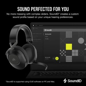 Геймърски слушалки с микрофон Corsair HS65 v2 Carbon безжични и блутут PC/PS5/PS4, Black