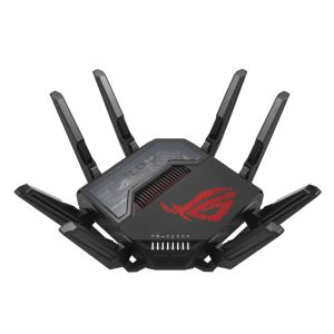 Рутер Asus Gaming Wireless Router, ROG Rapture GT-BE98, BE25000, Quad-Band, Quad-Core 2.6GHz CPU, 256MB/2GB Flash/RAM, 10G dual-port, 2.5G quad-port, AiProtection Pro, RangeBoost Plus, AiRadar TX, open NAT, VPN Fusion, multiple SSIDs, IPTV, RGB, AiMesh, B