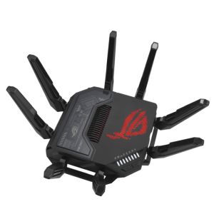 Рутер Asus Gaming Wireless Router, ROG Rapture GT-BE98, BE25000, Quad-Band, Quad-Core 2.6GHz CPU, 256MB/2GB Flash/RAM, 10G dual-port, 2.5G quad-port, AiProtection Pro, RangeBoost Plus, AiRadar TX, open NAT, VPN Fusion, multiple SSIDs, IPTV, RGB, AiMesh, B