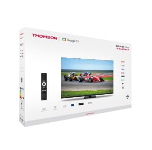 Телевизор Thomson Smart QLED Pro TV 55"; Google TV; 3840 x 2160 (4K UHD), DLED, 144 Hz, DVB-T/T2/C/S/S2, HDR10, Wi-Fi, Bluetooth, LAN, HDMI 4 (2.1), USB 2 (2.0) + 1 (3.0), Central Swivel Stand, Black