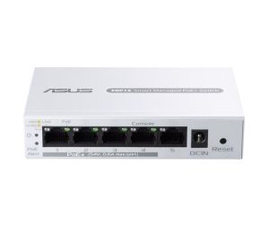 Комутатор Asus Business 5Port Smart Managed Switch PoE+,ExpertWiFi EBP15, 4 ports PoE+, 60W, VLAN, QoS, Port Mirroring, wall mounting,White