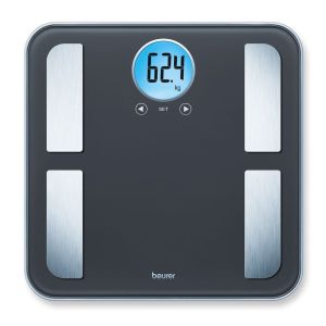 Везна Beurer BF 195 diagnostic bathroom scale; round LCD display; Weight, body fat, body water, muscle percentage, bone mass, AMR calorie display; 180 kg