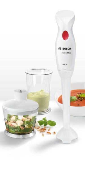 Пасатор Bosch MSM14200, Blender, CleverMixx, 400 W, Included transparent jug & chopper, White, deep red